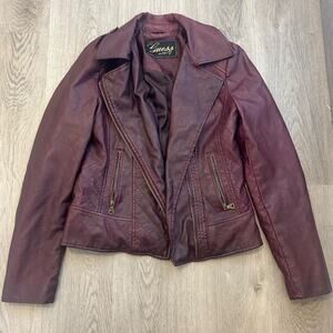 Vintage guess burgundy leather jacket